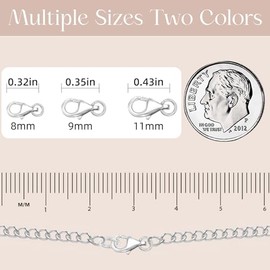 OHINGLT 925 Sterling Silver Lobster Claw Clasp with Closed Jump Rings,Necklace Clasps and Closures Suitable for Jewelry Making Necklaces Bracelet Made in Italy