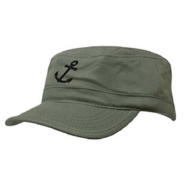 Morefaz Boating Hat Anchor Captain Sailing Cap Army Yacht Military Baseball Caps Drunk Sailor MFAZ Ltd (Khaki Anchor-Black)