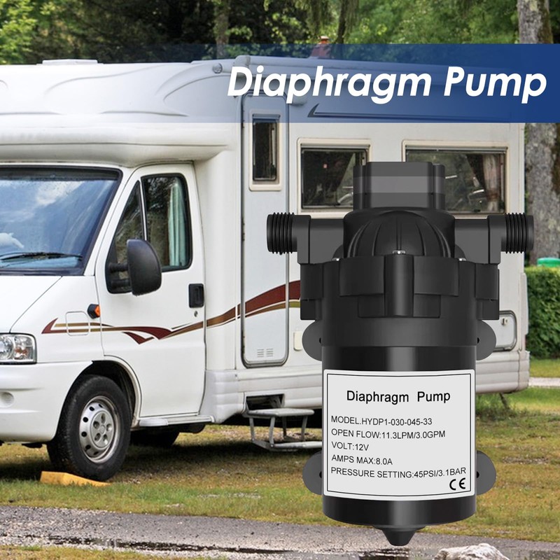 Water Diaphragm Pump 12V DC 3.0 GPM 45 PSI Quiet