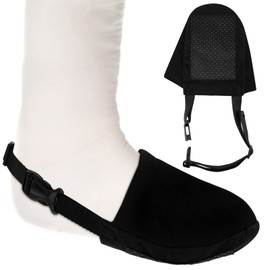 Geyoga 2 Pack Cast Socks Toe Cover for Leg, Ankle or Foot Cast, Non Slip Cover for Casted Foot Protector Closed Broken Toe Keep Warm, Black, Large