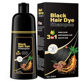 MEIDU- Champú para teñir el cabello para cubrir las canas, tinte negro natural 3 en 1 para mujeres y hombres, 500 ml