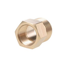 sourcing map Brass Threaded Pipe Fitting G1/2 Male X G3/8 Female Hex Bushing Adapter 26mm Length