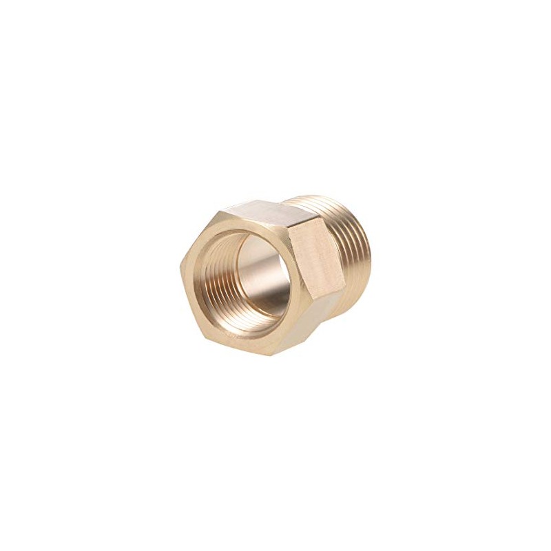 sourcing map Brass Threaded Pipe Fitting G1/2 Male X G3/8