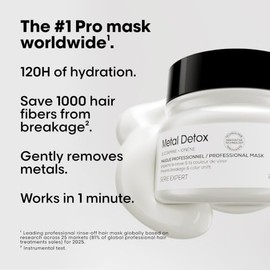 L'Oréal Professionnel Metal Detox Mascarilla Capilar Anti-Metales, Cabello más Suave y Nutrido, Reduce el Quiebre, Protege el Color y Aumenta el Brill