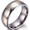 JewelryWe 8mm Two Tone Mens Gold Groove Inset Tungsten Carbide