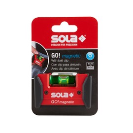 SOLA LSGOM GO! Magnetic Portable Level with Clip and 1 60% Magnified Vial, 3-Inch