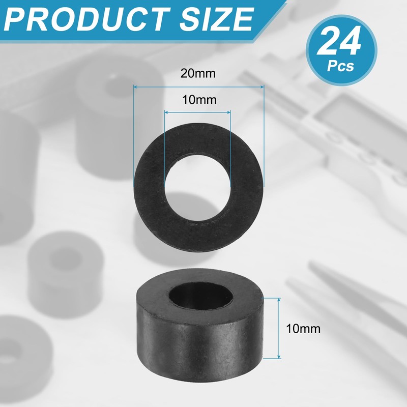 uxcell 24 Pcs Rubber Spacers 20mm OD x 10mm ID