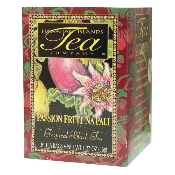 Hawaiian Islands Passion Fruit Na Pali Tropical Black Tea, All Natural - 20 Teabags
