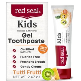 Red Seal Kids Toothpaste - Tutti Frutti Flavor, Fluoride Free, No Synthetic Colors, Paraben & SLS-Free, Vegan, Cruelty-Free, NATRUE Certified - Ideal 