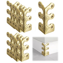 Brass Metal Baseboard Corner Protectors with Screws, Vintage Dust Corners for Stairs, Skirting Board Corner Guards, Durable Brass Stair Corners, Metal Corner Protectors for Home & Office (10, Gold)