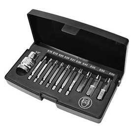 K Tool International Damaged Torx Screw Extractor Set 11PCS; Shank Screw Adaptors & 10mm Bit Adapter Included, High Grade Silicon Allow Steel, Heat Treated, Anti-Rust; KTI75410