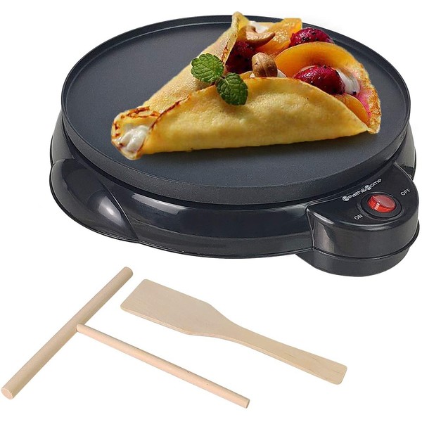 Health and Home Electric Crepe Maker - 10"Crepe Pan,Crepe Griddle, Non-stick Pancake Maker - Easy Clean & Includes Wooden Spatula, Batter Spreader