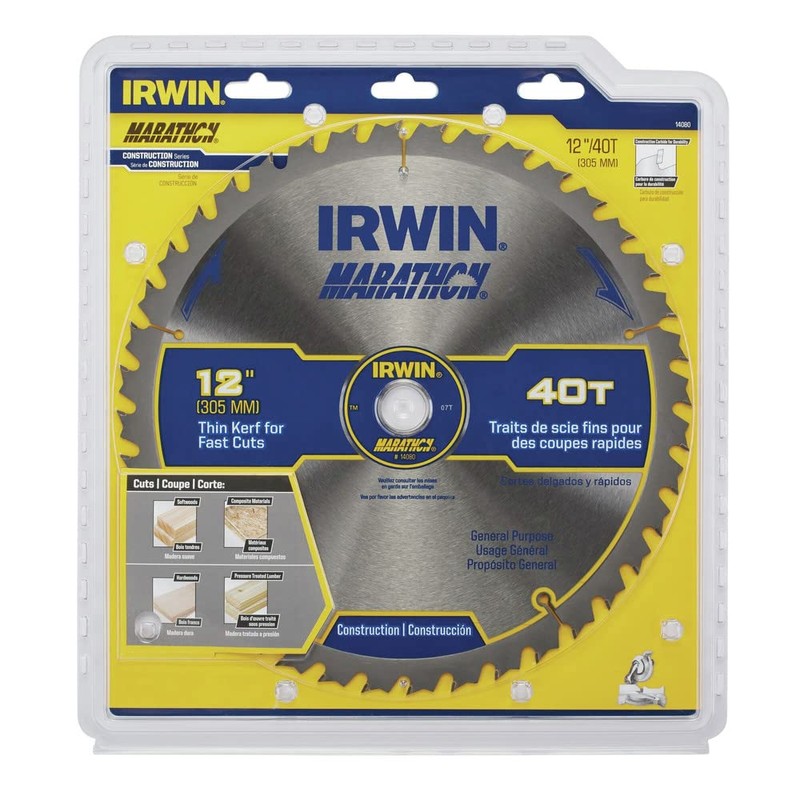 IRWIN Tools MARATHON Carbide Table/Miter Circular Blade, 12-Inch, 40T (14080)