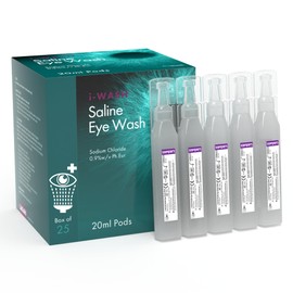 The Labsales Company I-Wash Pods - The Premium Eye Wash Pods for Most Minor Eye Irritations, Sterile Saline Solution 0.9% PH EUR, Pack of 25 x 20ml Pods (Pack of 1)