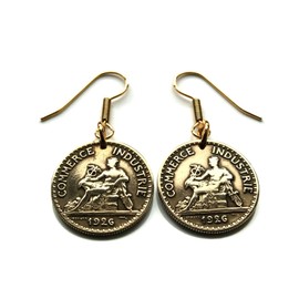 1926 France 50 Cent coin Women's earrings French Mercury god of commerce Paris Lyon Marseille Lille Toulouse Bordeaux Nantes Strasbourg Montpellier Rennes Reims Avignon Le Havre Saint-Etienne e000031