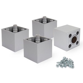 F!XBL Furniture Feet, Adjustable Furniture Legs, 5 cm High with Felt Gliders, Cuba Model Furniture Feet, Grey, Square, Set of 4