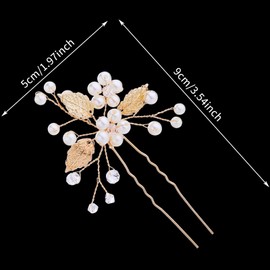 Wedding Hair Pins 3pcs Flower Leaf Gold Wedding Hair Accessories for Brides Flower Girl Pearl Hair Pins for Women Decorative for Bridesmaids Girls Wedding Hair Pieces for Brides