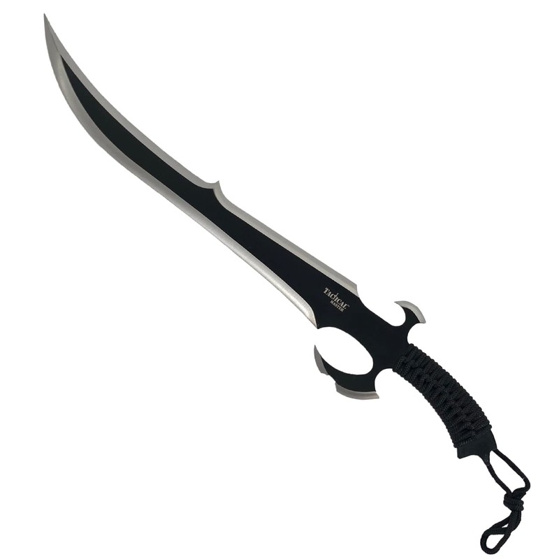 27" Scimitar Style Black Tactical Fixed Blade Machete With 2