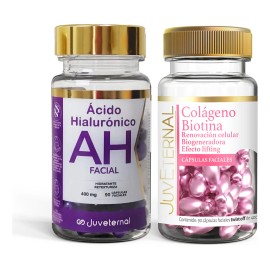 JUVETERNAL Do Cpsulas Faciales cido Hialurnico  Cpsulas Faciales Colgeno Biotina, 90 cpsulas cu, Hidratacin, Elasticidad y Juventud para tu Piel      