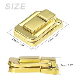 METALLIXITY Toggle Catch Lock (40mm x 27mm) 2Pcs, Iron Hasp Latches - for Cabinets Boxes Suitcases, Gold Tone
