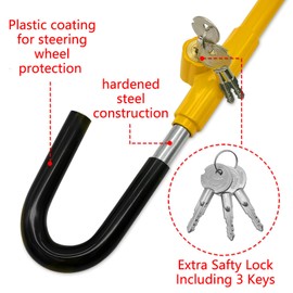 KAYCENTOP Car Steering Wheel to Brake Pedal Lock Auto Security Product Anti-Theft Lock Device Bright Yellow Universal