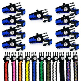 P-51 Spark and Shine Paracord Bracelet - Blue Line - Bright LED SOS Light and Ferro Rod with Scraping Tool - Emergency Survival Whistle - 550 Paracord - Perfect Tool for The Outdoors (10)