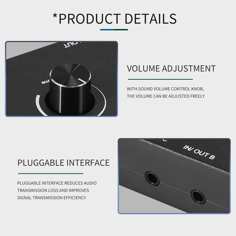 RESFNSE 4 Port Audio Switch, 3.5mm Audio Switcher, Stereo AUX