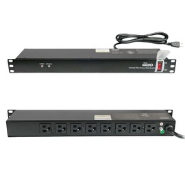 Tecmojo 1U Rack-Mount Horizontal 8-Outlet Power Strip UL Listed PDU with Surge Protection 6ft Cord Power Distribution for IT and Network Server Racks