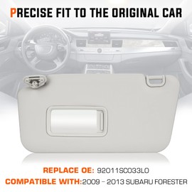 Youxmoto Left Driver Side Sun Visor for Subaru Forester 2009 2010 2011 2012 2013, Grey Car Visor Replaces# 92011SC033LO, with Vanity Mirror