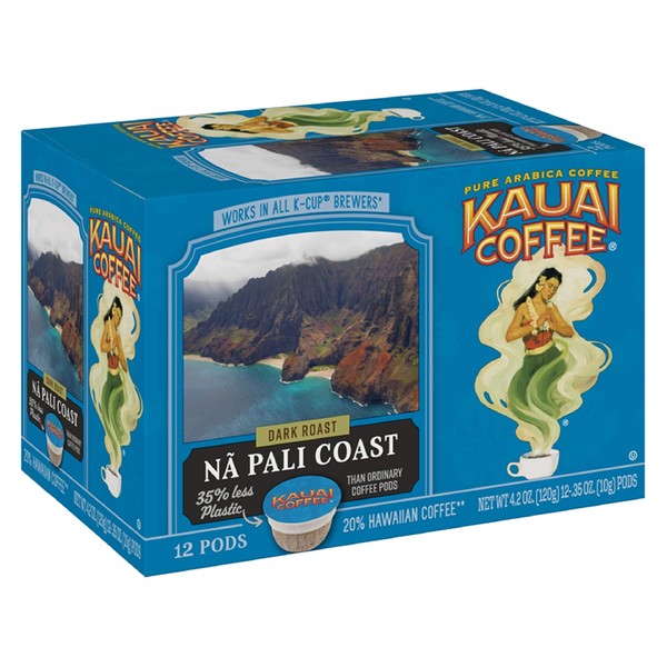 Kauai Coffee Single-serve Pods, Na Pali Coast Dark Roast – 100% Premium Arabica Coffee from Hawaii’s Largest Coffee Grower, Compatible with Keurig K-Cup Brewers - 72 Count