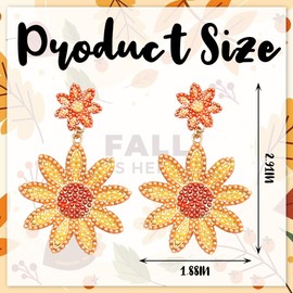 Hying Fall Earrings for Women, Thanksgiving Beaded Dangle Earrings Orange Sunflowers Pendant Earring Autumn Harvest Fashion Jewelry Gift Earrings for Thanksgiving Day Jewelry Gift Party Favors