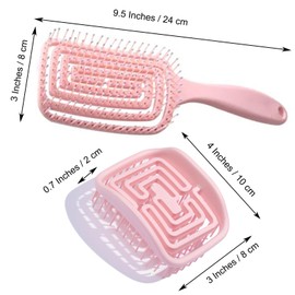 MIUPOO Professional Curly Vented Hair Brush Comb,Hair Scalp Massager Shampoo Brush,Detangler Brush for Faster Blow Drying and Scalp Scrubber for Deep Cleaning Hair Set,2 Pieces,Pink