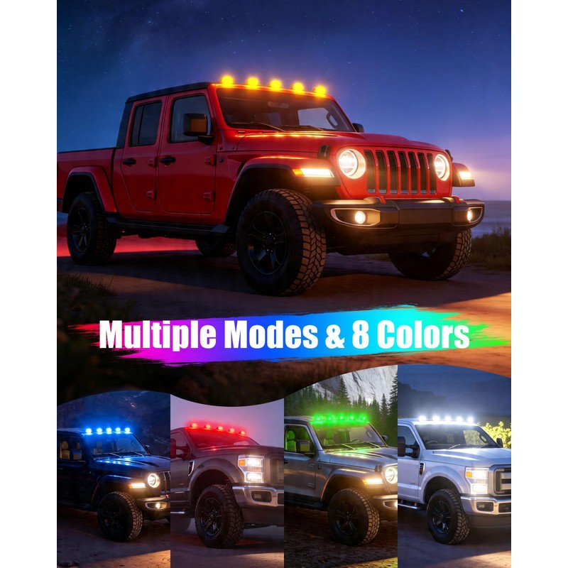 Keiurot Solar Cab Lights for Trucks Roof Lights, RGB 8