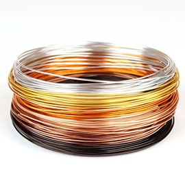 Creacraft Beading Wire Set"Golden Autumn": 6 Colors, Tarnish Resistant Anodized Aluminium Wire - 15 ft (5m) per Coil (1 mm)