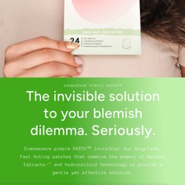Evanescere pimple PATCH™ - Invisible - Made with Natural Extracts and Hydrocolloid for Blemishes, Zits, Acne, and Pimples | 24 Cruelty-Free Patches