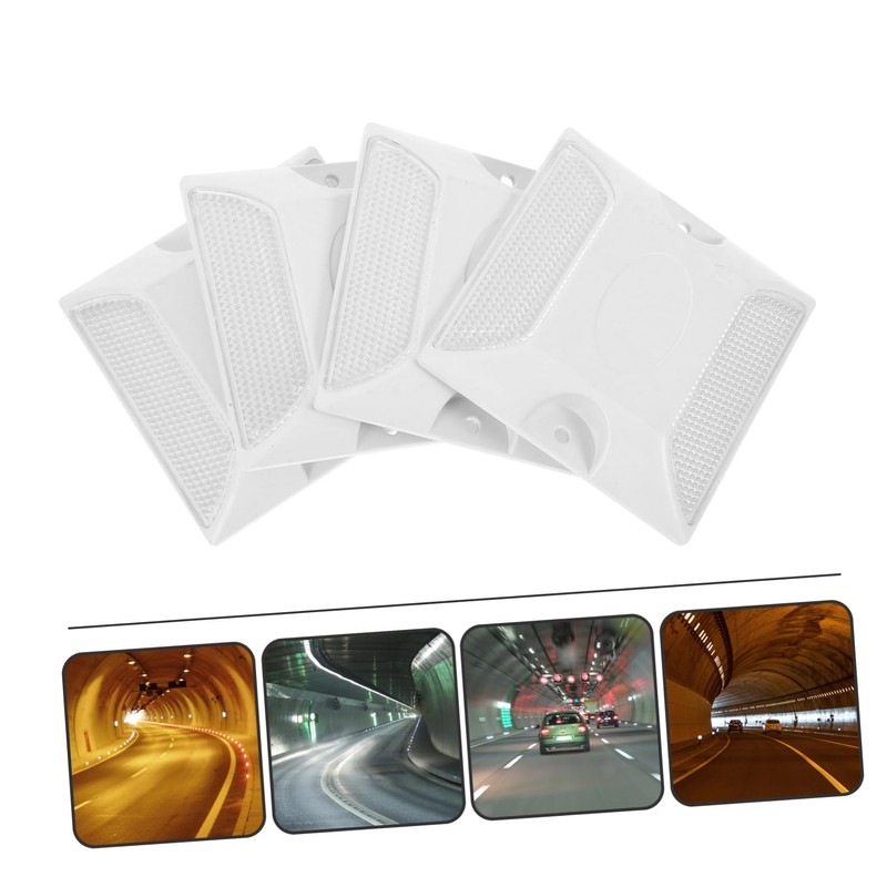 ULTECHNOVO 4 Pack White Raised Road Reflectors Emergency Driveway Markers