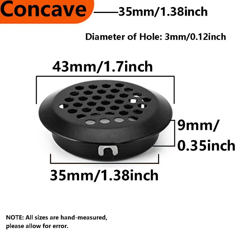 10 Pcs Stainless Steel Ventilation Cover, 35mm Concave Air Vent