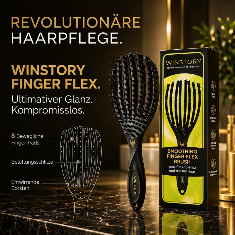 WinStory Smoothing Finger Flex Hair Brush - Salon Quality, Quick
