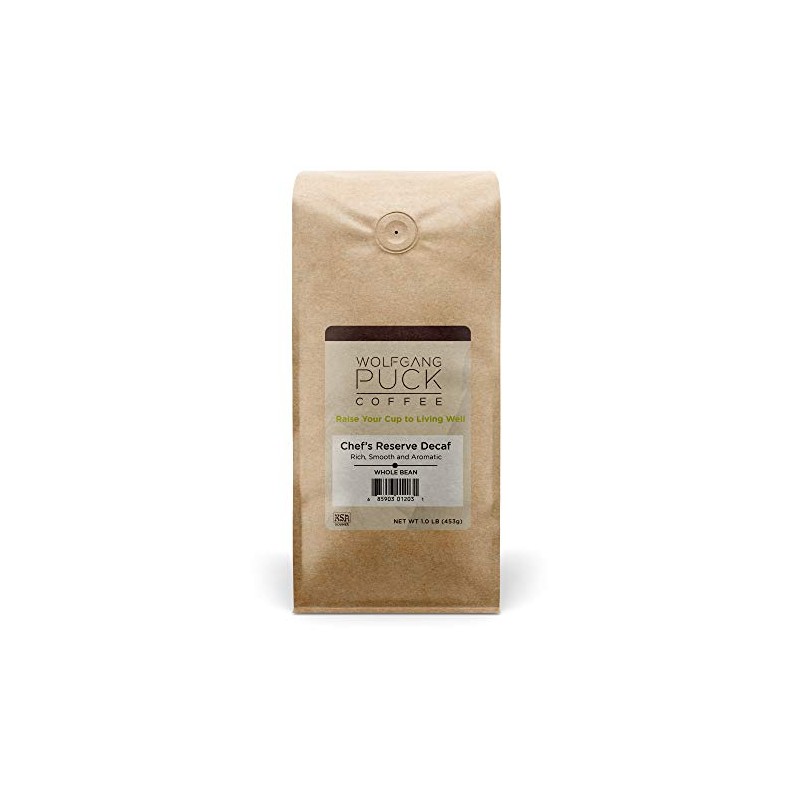 Wolfgang Puck Coffee, Chef's Reserve Decaf, Whole Bean Coffee, 1-Pound