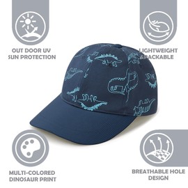 DRESHOW Toddler Baseball Hat Baby Dinosaur Patterned Hats Unisex Baby Trucker Hats Infant Toddler Children's Hats for Boys Girls, 1 pc: navy blue with dinosaur, 2 - 4 years