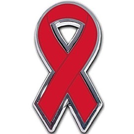 Awareness Ribbon Chrome Auto Emblem (Red)