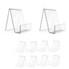 Naisfei 10 Pack Clear Acrylic Book Stand with Ledge Clear Acrylic Book Display Easel, Display Stand for Displaying Books Pictures Albums Comic Books Artworks or Other Items (3 x 3.54 x 4 Inches)