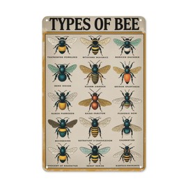 Honey Bee Science Metal Wall Decor 8X12IN Rustic Garden Plaque with Educational Diagram for Beekeepers, Nature Lovers & Vintage Classroom Art