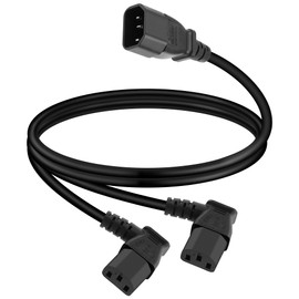 GELRHONR IEC320 C14 to two C13 PDU power extension cords, C14 male to 90 degree double curved C13 female power cords for computers, LED high definition TV monitors and scanners, etc (Right Angle 0.5M)