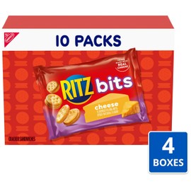 RITZ Bits Cheese Sandwich Crackers, Bulk Lunch Snacks, 40 Snack Packs (4 Boxes)