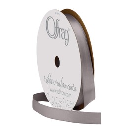 Offray Single Face Satin 3/8-Inch Wide 18-Feet, Silver