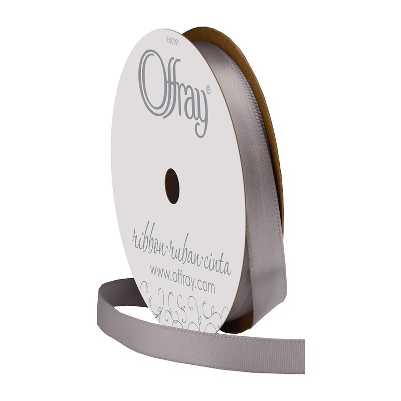 Offray Single Face Satin 3/8-Inch Wide 18-Feet, Silver