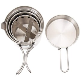 Fox Outdoor Travel Cooking Set, Stainless Steel, 5 Pieces, Camping Pan, Pot and Cooker