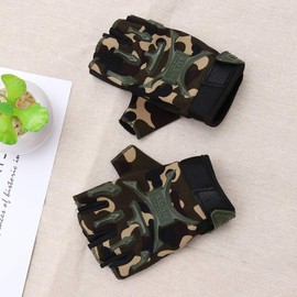 LIOOBO 1 Pair Camouflage Kids Sports Half Finger Gloves Cycling Gloves for Outdoor