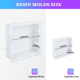 Large Square Resin Molds, Deep Cube Silicone Casting Molds for Epoxy Resin, Large Molds for Flower Preservation, Deep Pour Molds for Furniture Decoration, DIY Wedding Bouquets, Valentine's Day Gifts